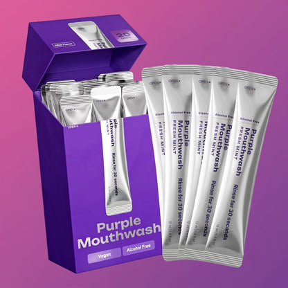 Purple Color Correcting Mouthwash Packets | Instant Teeth Whitening & Enamel Safe