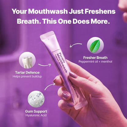 Purple Color Correcting Mouthwash Packets | Instant Teeth Whitening & Enamel Safe