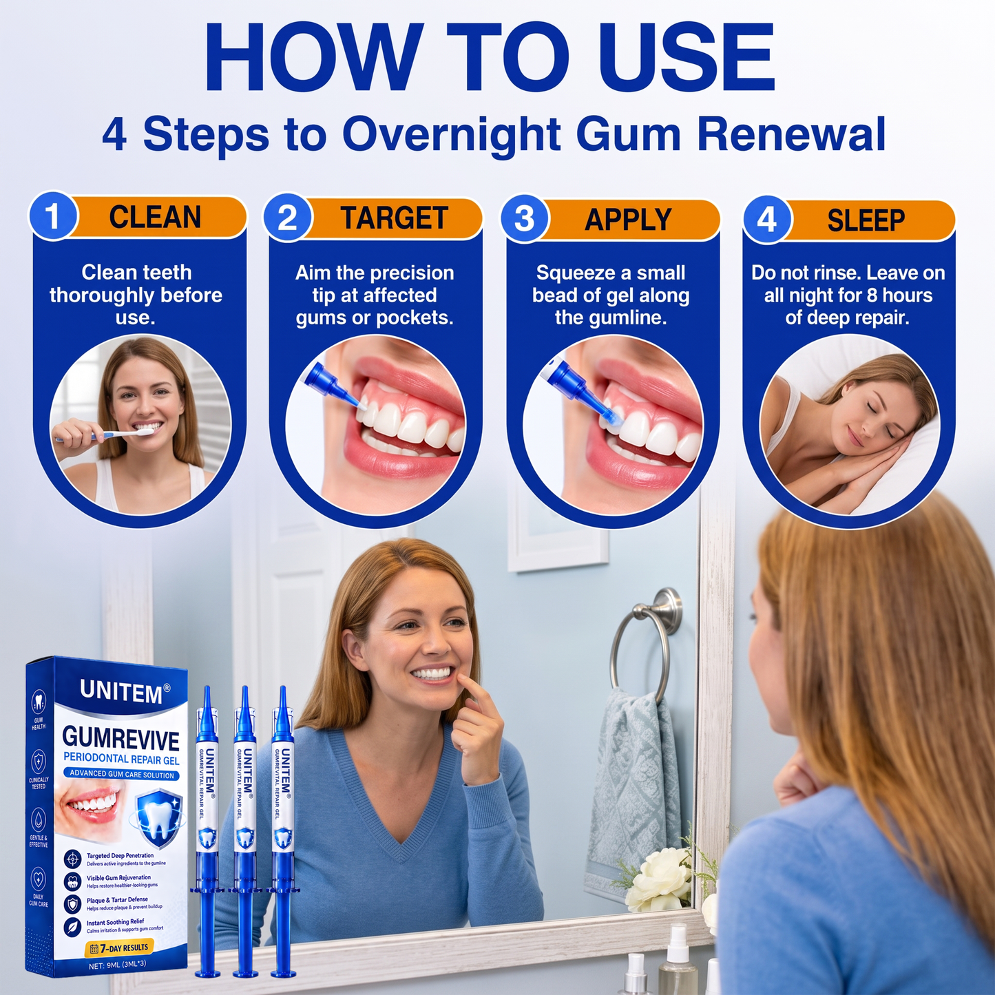 🦷UNITEM® GumRevive Periodontal Repair Gel (for bleeding gums, receding gums, and loose teeth) ✨