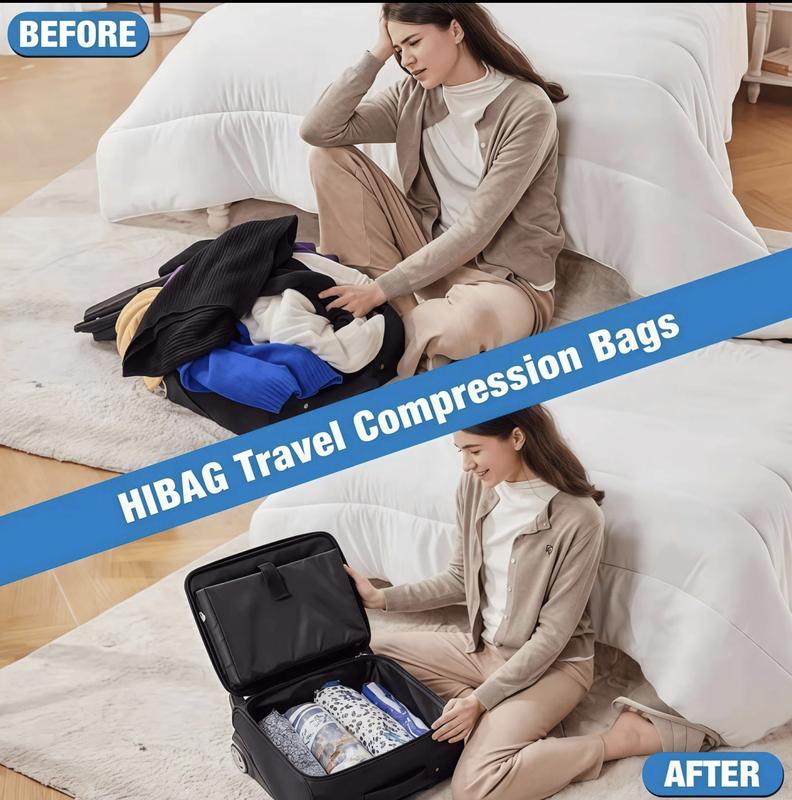 Suitcase before and after using travel compression bags