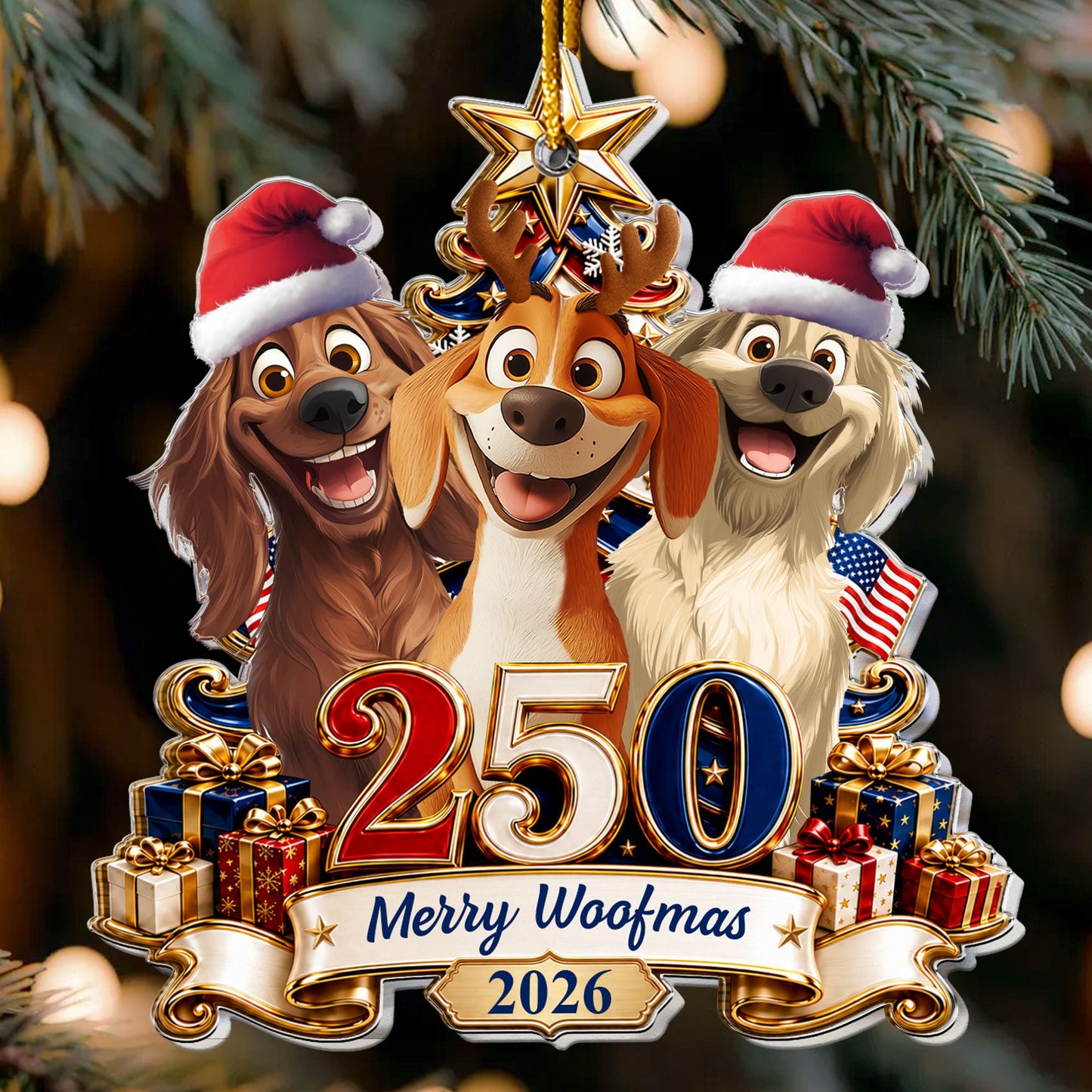 Christmas Gift For Dog Lover, American 250Th Anniversary Holiday Keepsake - Personalized Ornament