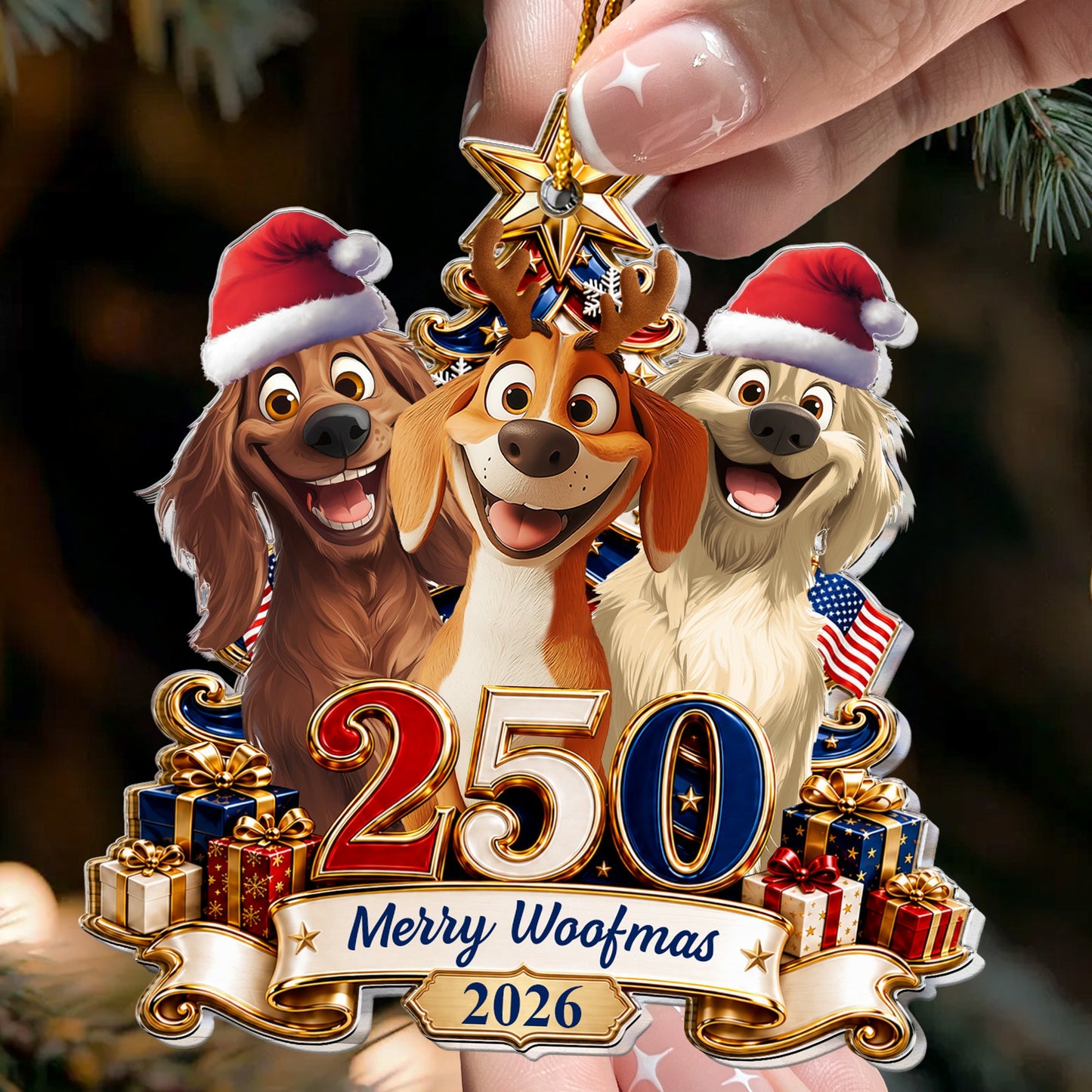Christmas Gift For Dog Lover, American 250Th Anniversary Holiday Keepsake - Personalized Ornament
