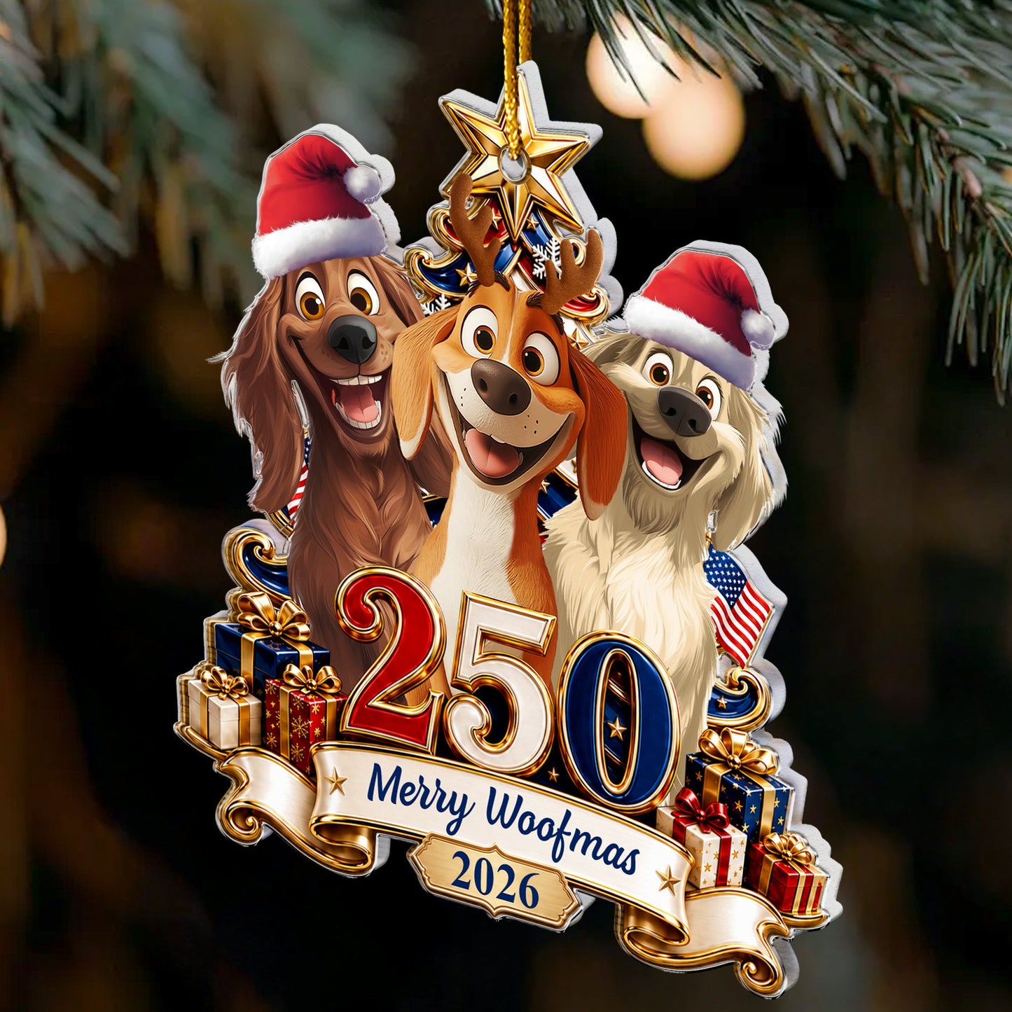 Christmas Gift For Dog Lover, American 250Th Anniversary Holiday Keepsake - Personalized Ornament