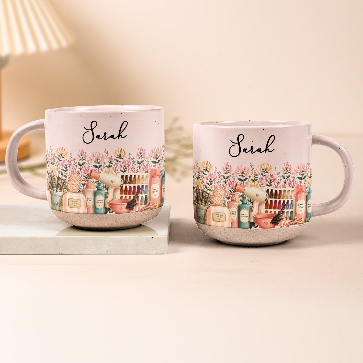 Custom Birth Flower & Name Pottery Mug - Gift For Hairstylist - Personalized Mug