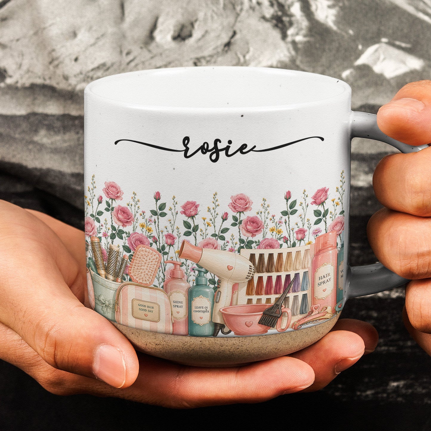 Custom Birth Flower & Name Pottery Mug - Gift For Hairstylist - Personalized Mug